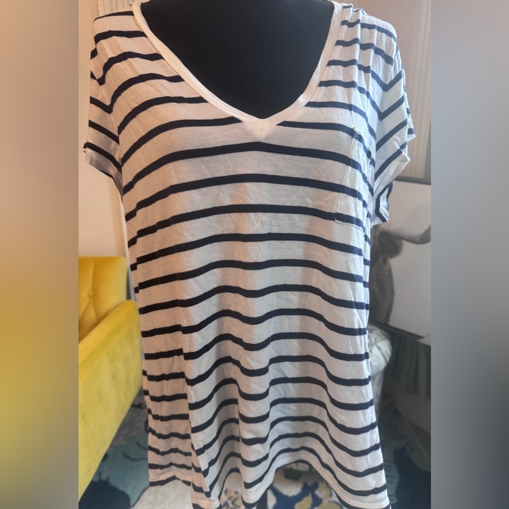 Striped Navy blue  and White T-Shirt